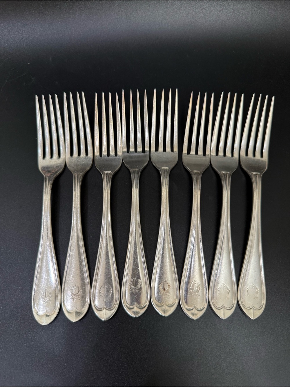 8pc Vintage AMSILCO International Silver Plated Restaurant Ware Dinner Forks